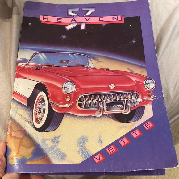 Vintage Other - VTG 1985 school paper binder portfolio w 1957 Heaven Corvette